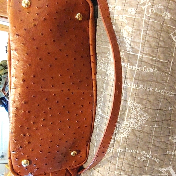 Gili Bag. Ostrich Print Leather Tote - Picture 5 of 6